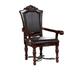 Bloomsbury Market Amiylah Queen Anne Back Arm Chair in Brown/Black Faux Leather/Wood/Upholstered in Black/Brown | Wayfair