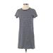 J.Crew Factory Store Casual Dress - Shift Crew Neck Short sleeves: Blue Print Dresses - Women's Size X-Small
