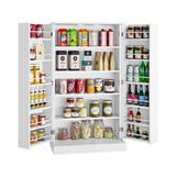 Kitchen Pantry Cabinet, Double Door Food Storage Cabinet with Doors and 6 Shelves, China Cupboard Space Saving Cabinet