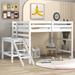 Twin/Full Loft Bed with Platform and Ladder, Wood Low Loft Bed for Kids, Junior Loft Bed with Spacious Underneath Space