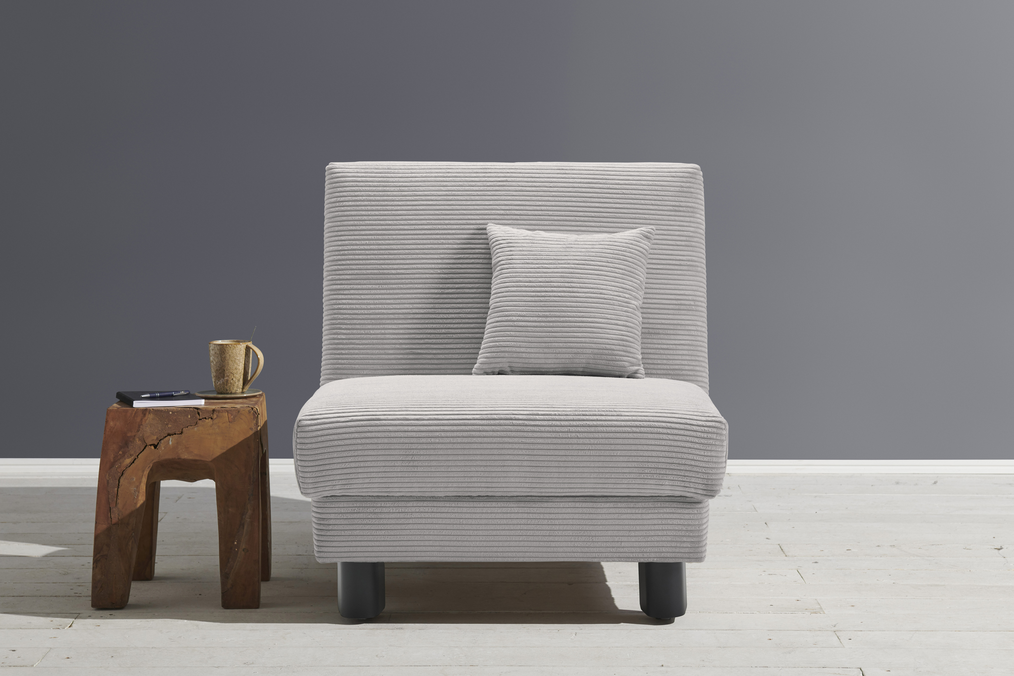 Sessel ELL + ELL "Enny", grau (hellgrau), B:85cm H:85cm T:100cm, 92% Polyester 8% Nylon, Sessel, Schlafsessel Einzelsessel