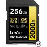 Lexar 256GB Professional 2000x UHS-II SDXC Memory Card (3-Pack) LSD2000256G-BNNNU