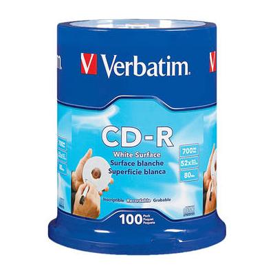 Verbatim CD-R 700MB 52x Write Once Blank White Surface Recordable Compact Disc (Spin 94712