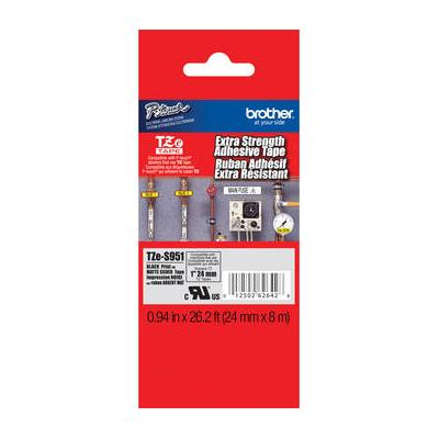 Brother TZeS951 Tape with ExtraStrength Adhesive for P-Touch Labelers (Black on Mat TZE-S951