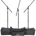 Auray Three Mic Stands and Cables Kit with Stand Bag MS-5230F-MK4