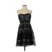 BCBGMAXAZRIA Casual Dress - Party: Black Print Dresses - Women's Size 6 Petite