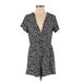 Grade & Gather Casual Dress - Mini Plunge Short sleeves: Black Leopard Print Dresses - Women's Size Small