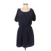 Lush Casual Dress - Mini Scoop Neck Short sleeves: Gray Print Dresses - Women's Size Medium