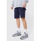 Mens Navy Tall Slim Fit Mid Length Jersey Cargo Short, Navy