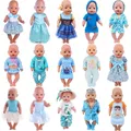 Blue Clothes Baby Dress Fit 18 Inch American of girl&43CM Reborn New Born Baby Doll For 43cm Baby