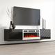 Roxy Meuble tv avec cheminée électrique cm183x35x38h noir et blanc