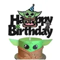 Cartoon Yoda Baby Happy Birthday Cake Flag Star Wars Cupcake Toppers Baby Shower Children Birthdays