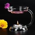 Glass Candlestick Aroma Candle Cup Tealight Burner Holder Desktop Adornment