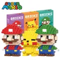 Super Mario Bros Blöcke Anime Cartoon Luigi Yoshi Wario Pikachu Mini Action Spielzeug Figuren