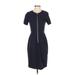 Rebecca Taylor Casual Dress - Sheath Crew Neck Short sleeves: Blue Print Dresses - Women's Size 2