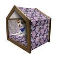 Unicorn Pet House Mythical Animal with Colorful Mane Butterflies Stars Crescent Moons Fantasy World Outdoor & Indoor Portable Dog Kennel with Pillow and Cover 5 Sizes Multicolor by Ambesonne