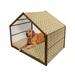 Retro Pet House Worn out Looking Retro Print with Interlacing Circles and Flower Petals Outdoor & Indoor Portable Dog Kennel with Pillow and Cover 5 Sizes Tan and Caramel by Ambesonne