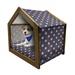 Prehistoric Country Pet House Symmetric Star United States Independence Freedom Theme Outdoor & Indoor Portable Dog Kennel with Pillow and Cover 5 Sizes Dark Blue White and Ruby by Ambesonne