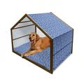 Anchor Pet House Sea Anchor with Weird Modern Lines Marine Life Equipments Sailing Hope Image Outdoor & Indoor Portable Dog Kennel with Pillow and Cover 5 Sizes Azure Blue White by Ambesonne