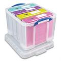 1 PK Really Useful Box Snap-Lid Storage Bin 8.45 gal 14 x 18 x 12.25 Clear/Blue 3/Pack (32CPK3CB)