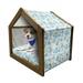 Nautical Pet House Marine Ocean Shell Starfish Oyster Mollusk Sea Horse Underwater Aquatic Pattern Outdoor & Indoor Portable Dog Kennel with Pillow and Cover 5 Sizes Mint Blue by Ambesonne