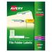 Avery Permanent TrueBlock File Folder Labels with Sure Feed Technology 0.66 x 3.44 White 30/Sheet 50 Sheets/Box (5866)