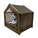 Brown Pet House Dark Brown Backdrop Image with Letterings Hope Love Fun Happy Outdoor & Indoor Portable Dog Kennel with Pillow and Cover 5 Sizes Dark Brown and Cream by Ambesonne