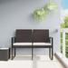 2-Seater Patio Bench with Cushions Brown Rattan