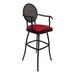 Outdoor Patio Swivel 30 Bar Stool - Adelle - Red Linen - Black Frame