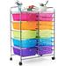 15 Drawer Rolling Storage Cart Multipurpose Mobile Storage Organizer W/Removable Drawers & Metal Frame Utility Tools Paper Organizer On Wheels For Home Office (Rainbow)
