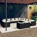 13 Piece Garden Set with Cushions Black Poly Rattan