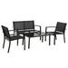 YRLLENSDAN Patio Conversation Setsï¼ŒPatio Furniture Outdoor Table and Chairs 4 Piece Patio Set w/ Tempered Glass Tabletop Waterproof Textilene for Outside Backyard Lawn Pool Deck Balcony Black