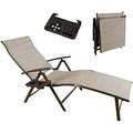 Cozy Aluminum Beach Yard Pool Folding Reclining Adjustable Chaise Lounge Chair (1 Pack Beige)