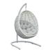 Sol Living Egg Chair with Stand and Cushion for Outside Hammock Chair Swing Hanging Wicker Chair Egg Basket Chair Papasan Chair Outdoor Indoor Swing Hanging Basket Chair for Bedroom Pearl White