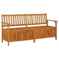 Dcenta Garden Storage Bench Acacia Wood Outdoor Storage Cabinet with Compartment for Patio Lawn Poolside Backyard Furniture 66.9 x 24.8 x 33.1 Inches (W x D x H)
