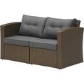 SUNVIVI OUTDOOR Modular Collections Patio Loveseat Outdoor Brown Rattan Corner Sofa Chair Set with Seat and Back Cushions Aluminum Frame