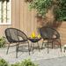 Corvus Sarcelles Woven Wicker 3-piece Indoor/Outdoor Chat Bistro Set Black