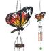 Hanging Wind Chimes For Outside Solar Powered LED Lights Butterfly Wind Chime Outdoor Garden Lawn Yard Patio Decoration Unique Decor Gifts