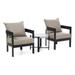 Afuera Living 3-Piece Lotus Stackable Outdoor Metal Bistro Set in Black