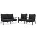 LeisureMod Walbrooke Modern 3-Piece Outdoor Patio Set with Black Aluminum Frame and Removable Cushions Loveseat and Set of 2 Armchairs for Patio and Backyard Garden (Charcoal)