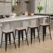 24 Metal Bar Stools Set Of 4 Counter Height Backless Stools With Wooden Seat Indoor/Outdoor Barstools Matte Black