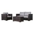 Living Source International Rattan Wicker Fully Assembled 3 - Person Seating Group with Cushions Espresso