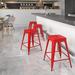 Grade 24 H Backless Red Metal Indoor-Outdoor Counter Height Stool