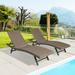 Iwicker Rattan Patio Chaise Lounge Chair Aluminum Adjustable Padded Pool Lounge Recliner Chair for Outside Set of 2 Brown