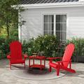 iPatio Premium Outdoor 3-Piece Adirondack Bistro Set: Weather-Resistant and Durable Patio Furniture with 2 Chairs and Side Table for Deck Garden and Poolside Relaxation Red