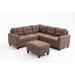 Modular Sectional Sofa with Storage Ottoman Table L Shaped Couch Modern Sectional Couches for living room Modular Sectional Sofas Bundle Set Cushions with Left Right Arm Chair Corner Chair Brown