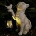 YUANHUILI Cat Garden Statue Resin Garden Ornament Light Cute for Lawn Patio (Gray)