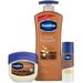 Vaseline Intensive Care Cocoa Radiant 3-Piece Bundle - Moisturizing Lotion (20.3 oz) Healing Jelly (7.5 oz) Shimmer Stick (1.4 oz) for Sensitive Dry Skin