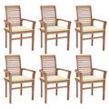 vidaXL Patio Dining Chairs Outdoor Folding Chair with Cushions Solid Wood Teak