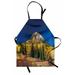 Idaho Apron Landscape Photo of Pine Trees and Natural Flora Unisex Kitchen Bib with Adjustable Neck for Cooking Gardening Adult Size Multicolor by Ambesonne